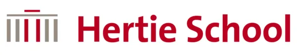 Schriftzug Hertie School mit Gebäude-Icon